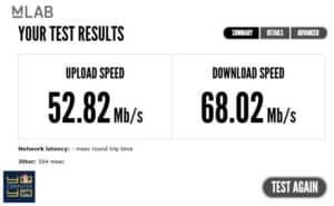 หน้าสรุปรวมผลการเช็คความเร็วเน็ต SpeedTest