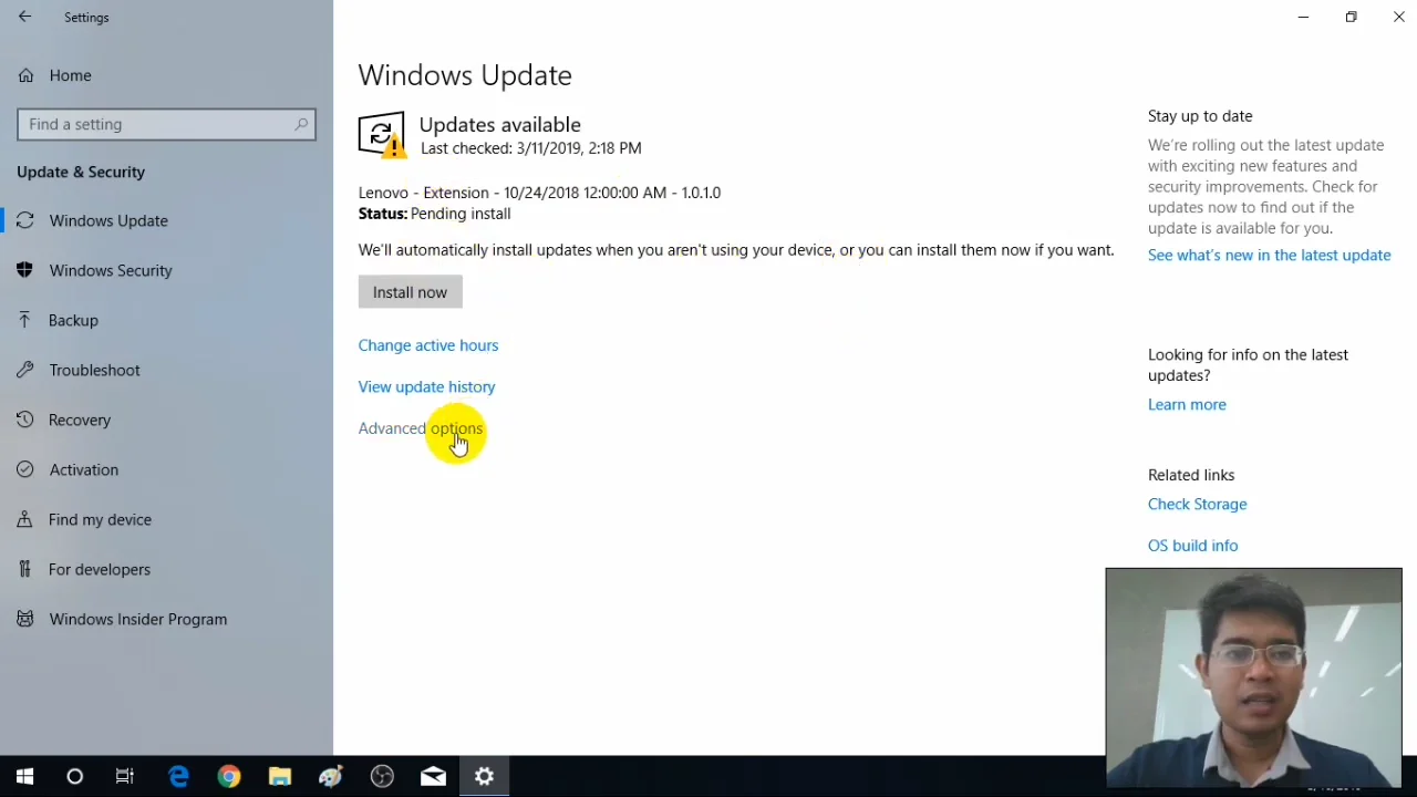 ภาพจากวิดีโอสอนแก้ปัญหา fix windows auto restart after update
