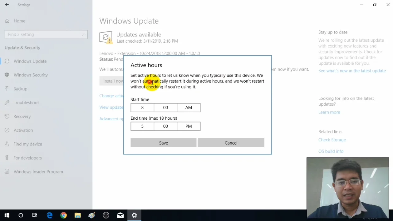 ภาพจากวิดีโอสอนแก้ปัญหา fix windows auto restart after update