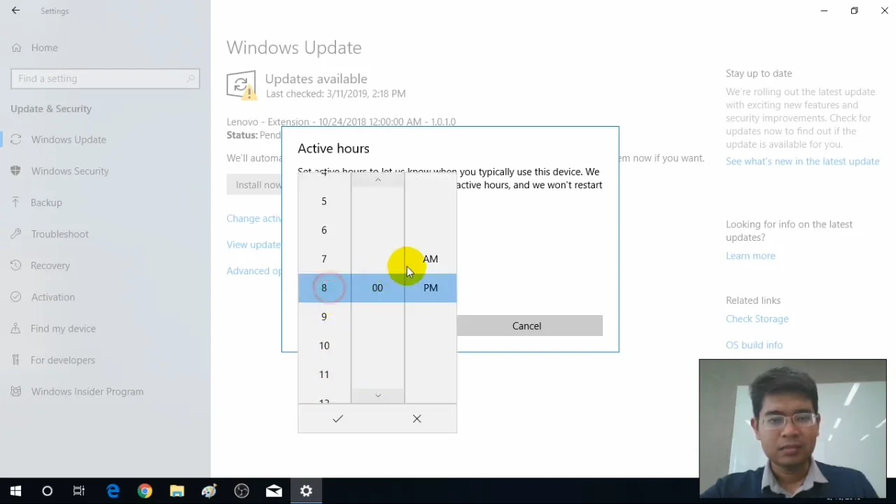 ภาพจากวิดีโอสอนแก้ปัญหา fix windows auto restart after update